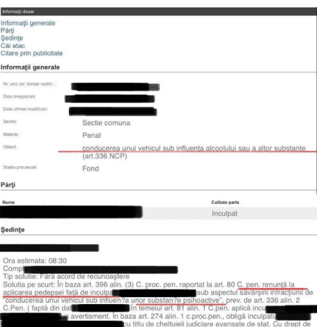 Extras anonimizat dintr-o solutie de renuntare la aplicarea pedepsei intr-un dosar de droguri la volan